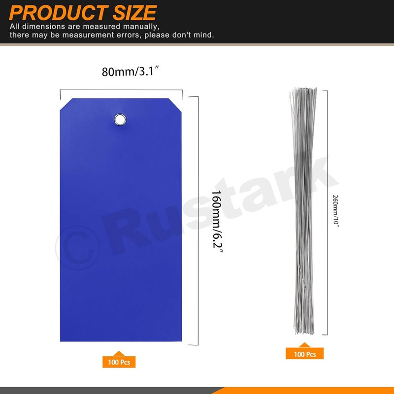 Rustark 100Pcs Blue Plastic Shipping Tags 3.15"x6.3"/8x16CM Plastic Hang Tags Waterproof Shipping Tag Writable Blank Hang Tag with Holes for Luggage Garage Inventory Car Parts - Image 2